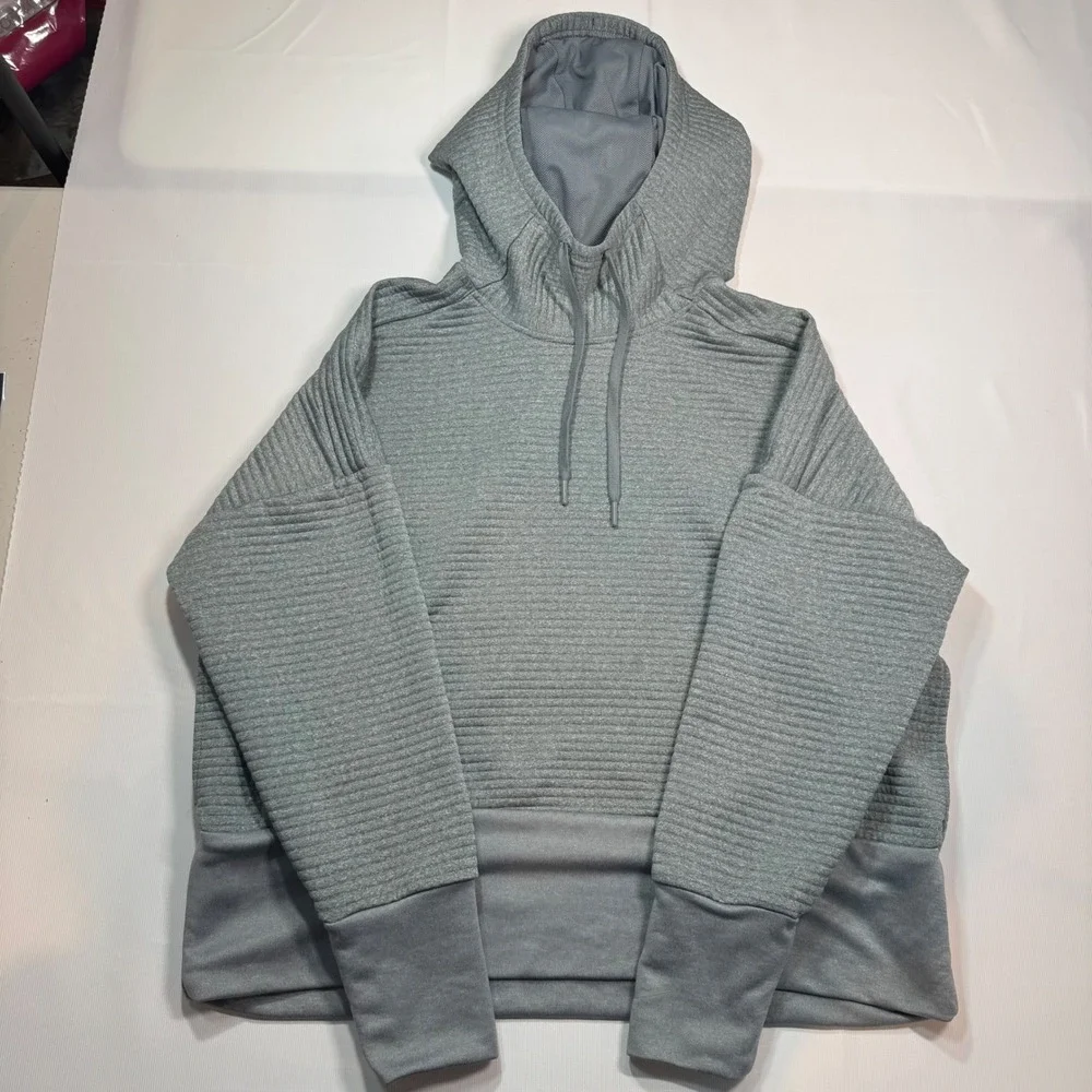 Nike Dri-FIT Grey Textured Pullover Hoodie Women Medium Athletic‎ Sweatshirt M
